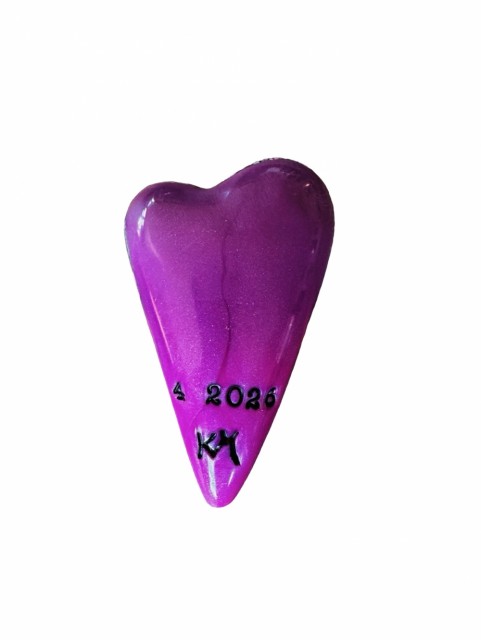 Baksiden, lilla og rosa. Nummerert og signert